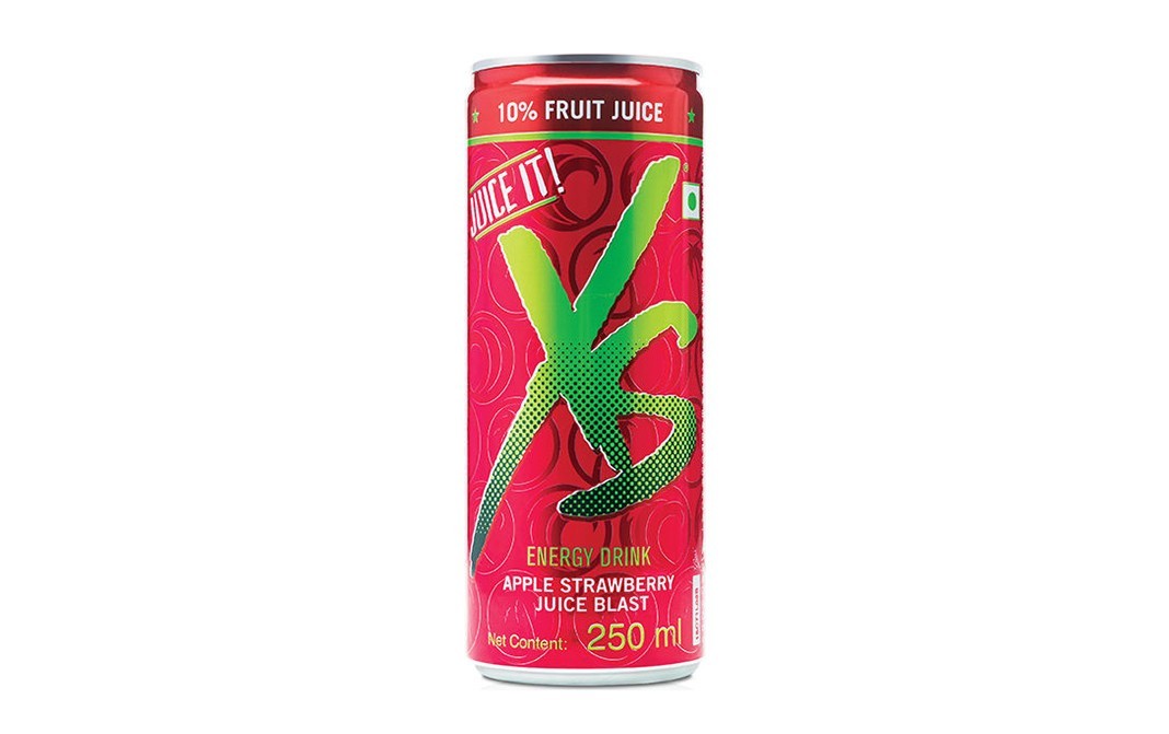 XS Energy Drink Apple Strawberry Juice Blast    Can  250 millilitre